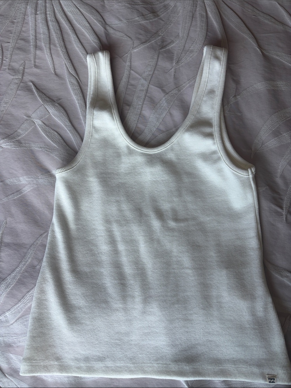 Billabong Women's White Ribbed Tank Top - Classic Scoop Neck